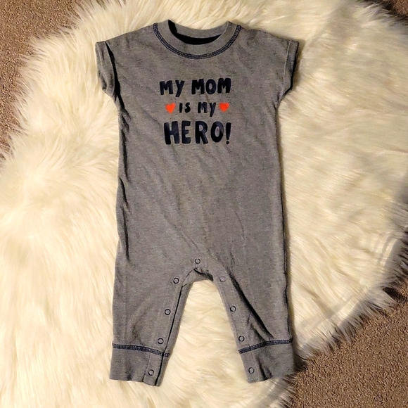 5/$25 CAT & JACK "My Mom is My HERO" Jumpsuit Size 3-6m - Picture 2 of 6
